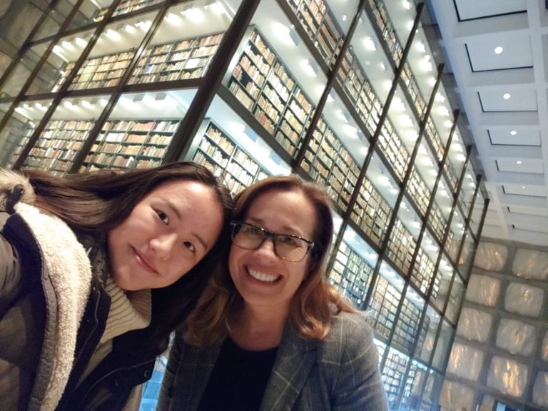 Audrey Ruan and Sarah Higinbotham at Yale's Beinecke Rare Book library
