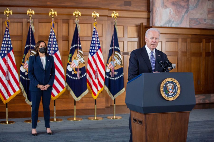 U.S. President Joe Biden and Vice President Kamala Harris in Emory’s Convocation Hall
