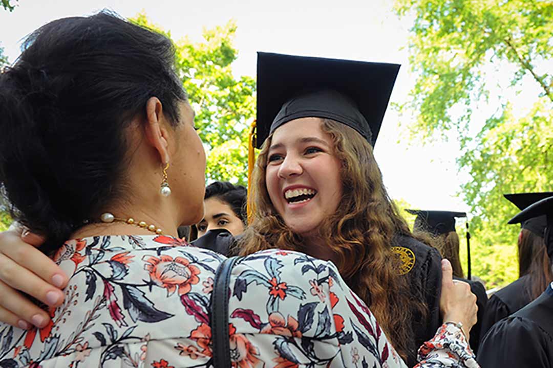 A student celebrates at Oxford's baccalaureate service.